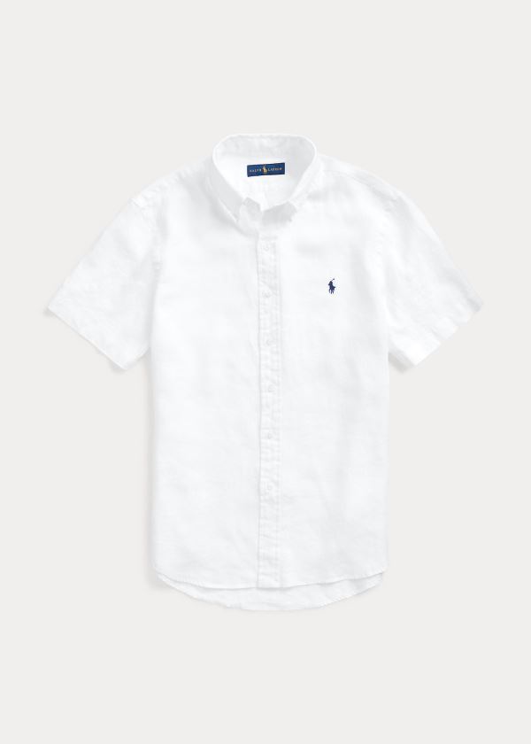 Camisa Polo Ralph Lauren Hombre Blancos - Classic Fit Linen - JYMFK0752